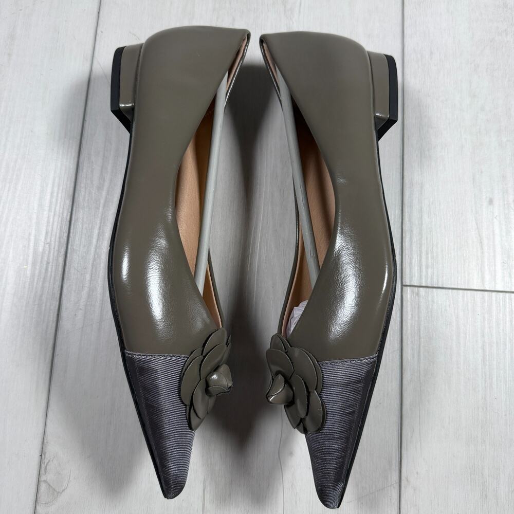 NEW C.Paravano Flower Leather Pointed Toe Flats US 8/EU38.5 Chic Business Casual - Picture 6 of 9